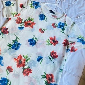 White floral mesh top